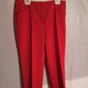 Cleo Ladies Size 4 Red Ankle Length Zipper & Metal Clasp Closure Dress Pants